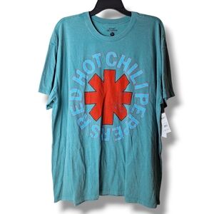 Red Hot Chili Peppers T Shirt Band Tee Mens Size XL Oakland Arena NewTeal green